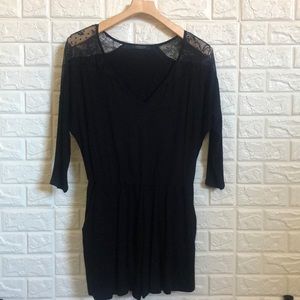 Solemio black lace 3/4‎ sleeve romper